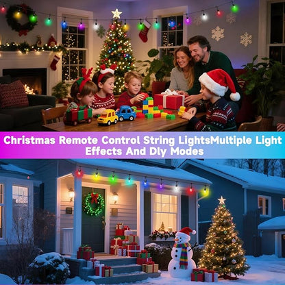 RGB Safety String Lights 100FT - Commercial Grade Low Voltage Strand with 40+2 S14 Shatterproof Bulbs for Tree Garden Yard bistro Cafe | RGB Party Lights & Outdoor Lights | IP65 Waterproof | UL Listed
