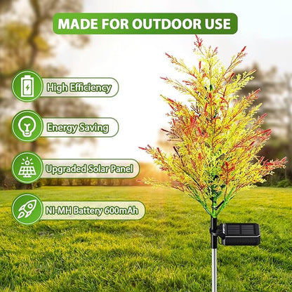 Solar Christmas Decorations Outdoor, 4 Pack Solar Garden Tree Lights with 2 Modes and 12 Lamp Beads, Multi-Color Waterproof Holiday Lights for Yard, Lawn and Pathway Decorations