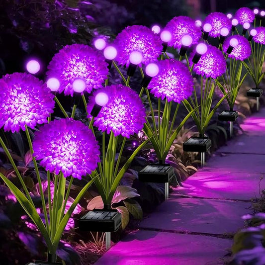 Solar Lights Outdoor Waterproof, 8 Pack Purple Solar Firefly Swaying Lights with Flowers, Flower Light Garden Decor for Halloween Christmas Outside Yard Patio, Gifts for Women Grandma