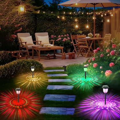 echosari 6 Pack Christmas Color Changing Solar Lights Outdoor Pathway, Dynamic Multicolor & Warm White Waterproof Solar Garden Lights Path Lights for Landscape Driveway Walkway Lawn