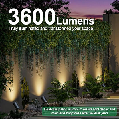 deerdance LED Outdoor Landscape Lighting Low Voltage Landscape Pathway Lights Aluminum Wired Waterproof Outdoor Spotlights Uplight Transformer for Yard House Garden 24W 2400lm (Warm White, 6)