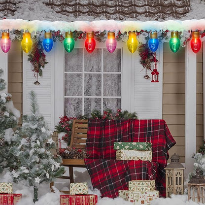 Jumbo Xmas String Lights 16FT Large Christmas Hanging Lights with 10 Count 5'' LED Giant Multicolor Bulbs, C7 Big Bulb Vintage Christmas Light for Holiday Home Tree Roof Yard Garden Decor, Green Wire