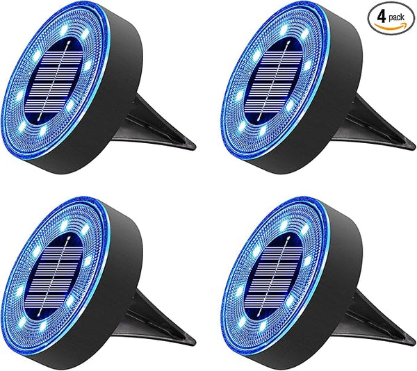 Joomer Solar Ground Lights, 4 Pack 8 LED Solar Lights Outdoor Waterproof IP68 Disc Light Landscape Lighting Garden | Lumora