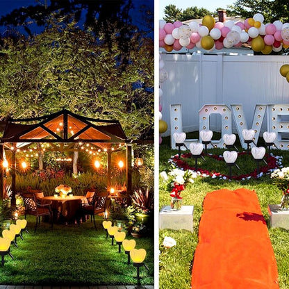 Valentine's Day Red Heart Solar Lights Outdoor, 2Pcs Waterproof Valentine's Day Solar Garden Light LED Heart Lights Wedding Decorations for Yard Walkway Outside (Blending Colors)