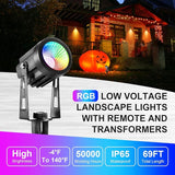 Outdoor Landscape Lighting, 6 Pack RGB Outdoor Spot Lights with Transformers and Remote, 12V Low Voltage Color | Lumora