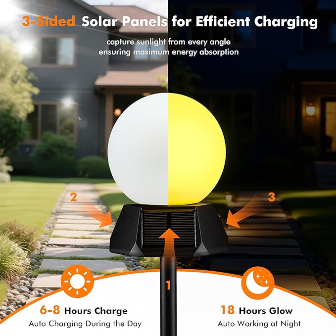 BlcTec Solar Pathway Lights Outdoor, Warm White Path Lights with 3-Sided Solar Panels, 18H Runtime, IP65 | Lumora