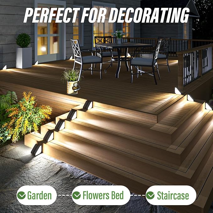 JSOT Solar Lights for Step 10 Pack, Stair Lights Outdoor Yard Decor, IP65 Waterproof Deck Lighting for Outside | Lumora