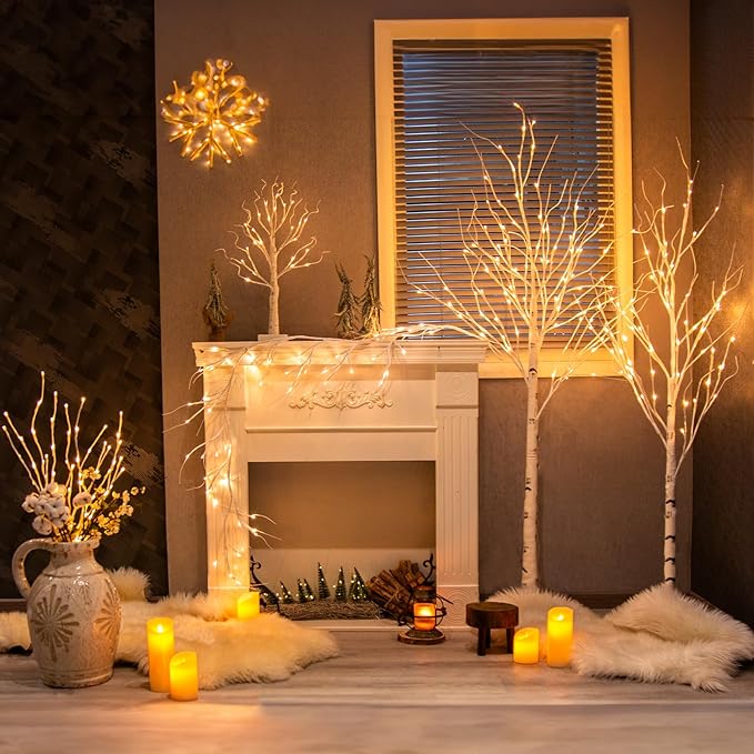 Vanthylit 3PK 30'' Lighted Birch Twig Branches with 60 LED Warm White Bulbs Waterproof Adapter in for Outdoor and | Lumora
