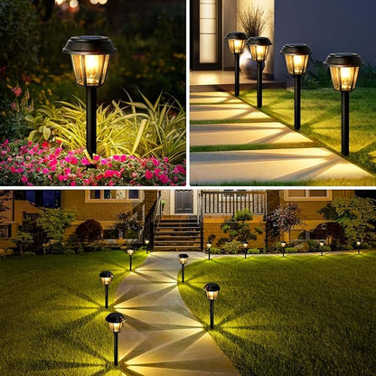 Solar Pathway Lights Outdoor 12 Pack Solar Lights Outdoor Waterproof 3000K Warm White Tungsten Filament Bulb for Yard Garden Landscape Path Driveway Lawn