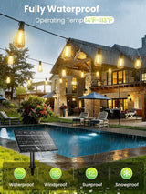 Svater Solar Outdoor String Lights 75 FT, ST38 Patio Lights Shatterproof Dimmable Vintage Edison Bulbs, Solar | Lumora