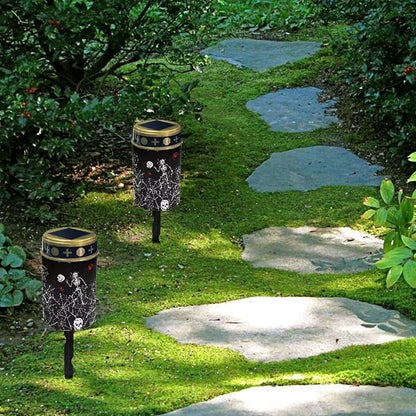 GLENLCWE Funny Skeleton Cobweb Solar Lights Outdoor Solar Candle Waterproof Halloween Solar Garden Lights Flameless LED Candle Grave Eternal Lights for Cemetery