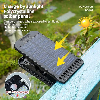 Solar Clip on Motion Sensor Light, High Brightness Led Outdoor Lamp with Efficient Solar Charging for Camping Tent, Pathway, Patio, Garden