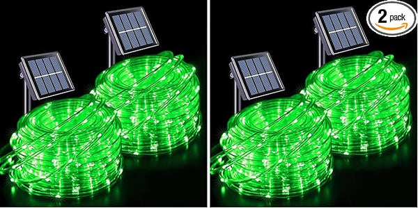 JMEXSUSS 2 * 200 LED Green Solar Rope Lights, 66ft IP 65 Waterproof Solar String Light Outdoor, 8 Modes Christmas | Lumora