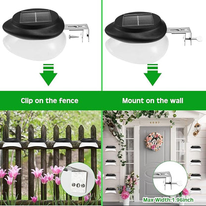 Yinder 12 Pieces Solar Gutter Lights Outdoor 9 LED Waterproof Gutter Solar Lighting Deck Fence Lamps White Lamps for Garden Backyard Pathway Roof Yard Utility Patio Wall (Black)