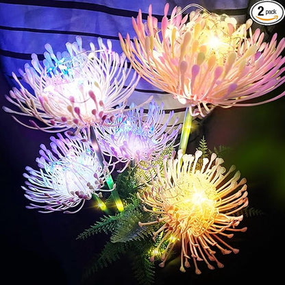 AVEKI Outdoor Solar Garden Lights, 2 Pack Solar Equinox Flowers Lights Colored LED Beads IP65 Waterproof Landscape Lights Outside Lights for Yard Lawn Patio Women's Gift (Colored Light)