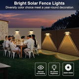 Solar Fence Lights Outdoor 12 Pack, Warm White & Cool White & 6 Colored+RGB Color Changing, High Brightness LED | Lumora
