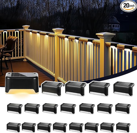 Solar Deck Lights Outdoor, Solar Step Lights Waterproof Led Lights for Outdoor Stairs, Step, Fence, Patio,Yard,Porch and Balcony(20 Pack,Warm White)