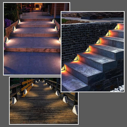Solar Step Lights for Outside - 8 Pack Outdoor Stair Solar Powered Light, Waterproof Deck Step Triangle LED, Warm White Lighting Decor for Garden Patio Yard Porch Pathway Fence Walkway
