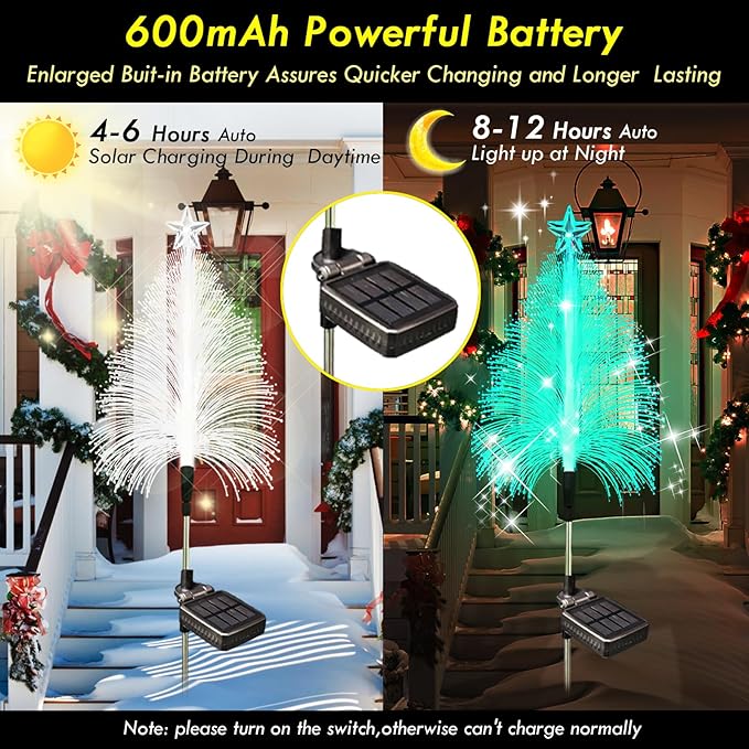 KBG Christmas Tree Solar Garden Lights Outdoor, 7 Color Changing Solar Christmas Trees Lights Waterproof Outdoor | Lumora