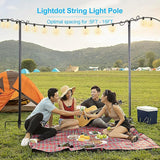 Lightdot Outdoor String Light Poles, 9FT Metal Patio Light Poles Post for Outside with Fork for Outside Hanging | Lumora