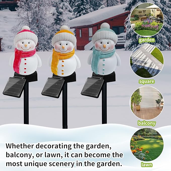 Solar Snowman Lights Decorations 2Pcs Outdoor Snowman Stanta Ornament Landscape Pathway for Patio Yard Garden Lawn Decor, Solar Powered Party Indoor (Pink)