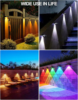 10 Pack Solar Fence Lights - 3 Modes, 9 Colors Outdoor Solar Lights, Waterproof IP 65, 35lm for Step, Stair, Deck | Lumora