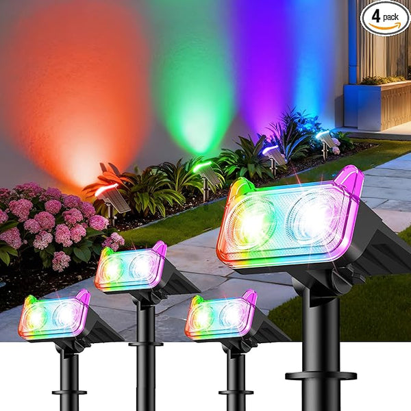 WdtPro Solar Color Changing Spot Lights, 8 Lighting Modes Solar Lights Outdoor Waterproof, Multicolor RGB Outdoor | Lumora