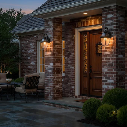 Quoizel Newbury Outdoor Wall Lantern, 14 Inch 1-Light Mystic Black Wall Sconce, French Country Exterior Wall Lantern Fixture, E26 Base, Clear Glass, Outside Lights for Patio, Porch, Garage or Yard