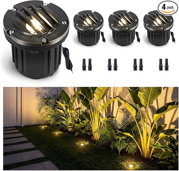 Gardenreet Landscape Well Light - Brass Low Voltage Ip65 Waterproof In-Ground Lighting, 12V LED Wired Outdoor | Lumora