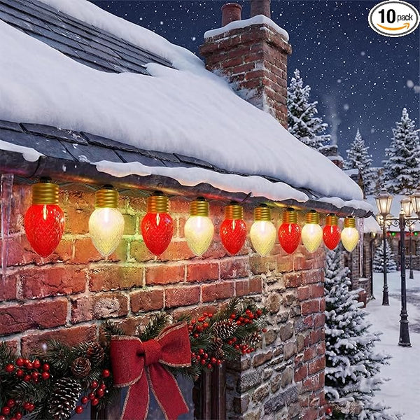 Jumbo Christmas Lights Outdoor - 16ft Multicolor LED Red & White Large Bulb with Diamond Pattern, Connectable & | Lumora
