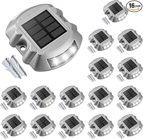 VOLISUN Solar Deck Lights Driveway Dock Lights, 16-Pack Led IP68 Waterproof Outdoor Warning Step Lights for | Lumora