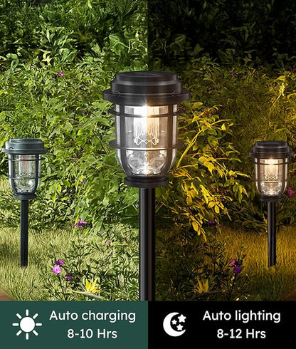 Bright Solar Pathway Lights Outdoor, 8 Pack Waterproof IP65, Auto On/Off Solar Powered Garden Lights for Yard Lawn Walkway Landscape Pool Outside - 3-in-1 Hanging, Tabletop & Stake Lighting