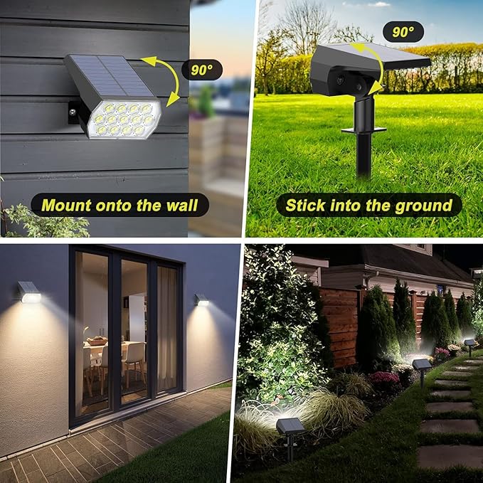 Solar Spot Lights Outdoor Waterproof IP65, [6 Pack/52 LED] 2-in-1 Solar Landscaping Spotlights, 3 Lighting Modes | Lumora