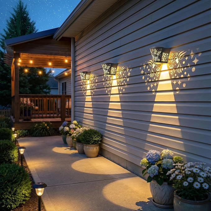 2 Pack Solar Fence Lights Outdoor Wall lihgts Decorations Metal Solar Deck Lights Waterproof LED Solar Powered Step | Lumora