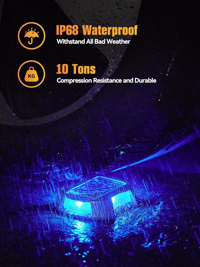 Solar Driveway Lights Solar Dock Lights 9 Colors in 12 Pack, Waterproof IP68, Outdoor, for Driveway Markers, Marine | Lumora