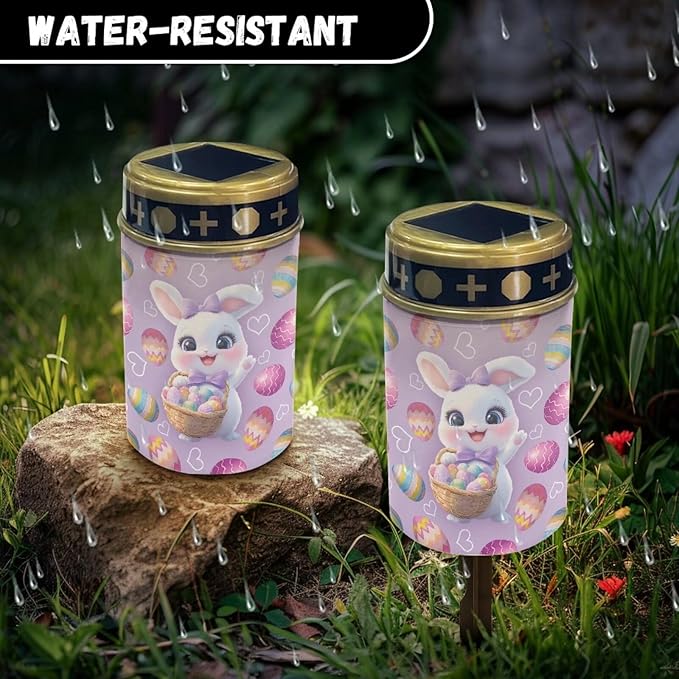 Rabbit Eggs Solar Garden Stake Light, Cemetery Decorations for Grave Outdoor Lights,Sympathy Memorial Gifts for Mother, for Christmas Garden Lawn Yard Patio Decor