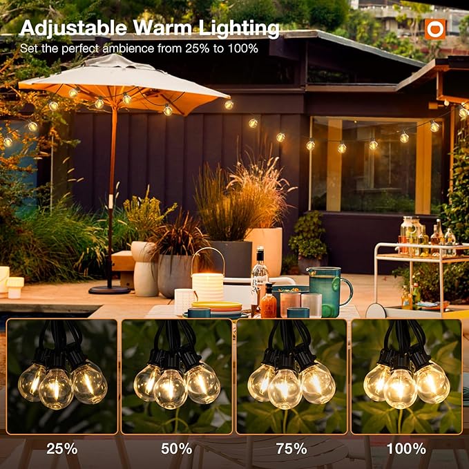 addlon 200FT Outdoor String Lights G40 with Remote Control, Dimmable Patio Globe LED Lights Waterproof Shatterproof, Hanging Outside Lighting for Backyard, Garden, Deck, Balcony, Porch, Café, Bristo