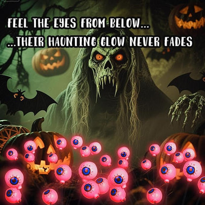 Upgraded Halloween Red Eyeball Lights 2 Packs 16 LED, Solar Garden Lights Outdoor Waterproof, Halloween Decorations Outdoor Lights for Yard Garden Lawn Path
