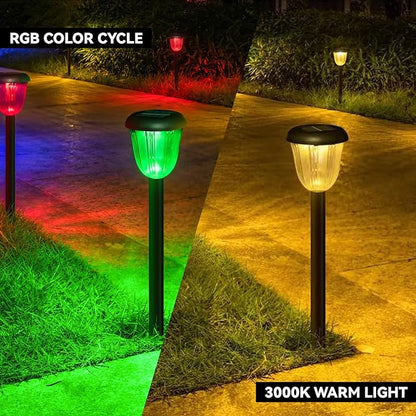 Waterproof Solar Pathway Lights Outdoor - 8 Pack Landscape Light Solar Powered 2 Lighting Modes RGBW, Auto On/Off Garden Lights for Outside, Yard, Patio Walkway Driveway