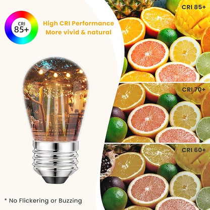 Svater 144 FT Outdoor String Lights 2W, Patio Light for Outside with 32 Antique S14 Plastic LED Bulbs with 30 Pack S14 Replacement Bulb