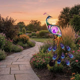 TERESA'S COLLECTIONS Solar Garden Lights Outdoor Garden Decor, Metal Peacock Decorations for Yard, 33'' Purple | Lumora