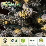 70 Count C6 Warm White Christmas Lights - 35.5ft Outdoor, Waterproof, Green Wire, IP65, UL Listed | Lumora