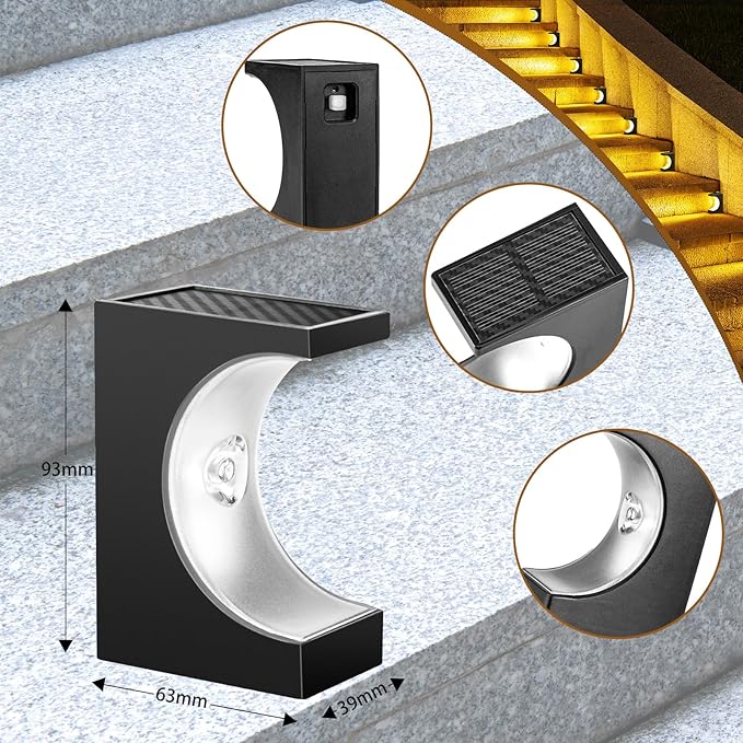 8 Pack Solar Step Lights Outdoor, IP65 Waterproof LED Stair Lights for Garden Stairs, Patio, Yard, Deck, Front Step | Lumora