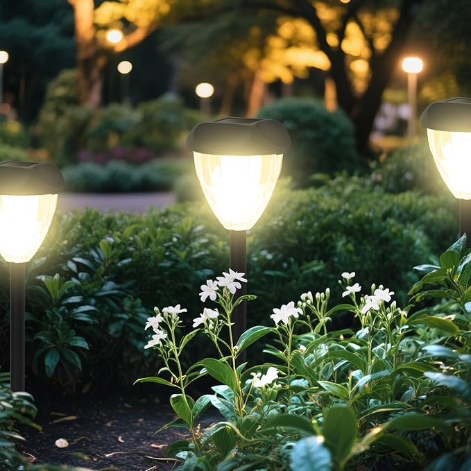 Ensenior 16-Pack Solar Lights Outdoor, 14.17" Auto ON/Off 3000K LED Solar Garden Lights for Pathway, Yard, Patio, Walkway, Planter, Waterproof, Energy-Efficient Landscape Lighting