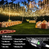 132ft Icicle Lights for Outside - 1280 LED Warm White Twinkle Lights with 240 Drops, 8 Modes - Outdoor String Light | Lumora