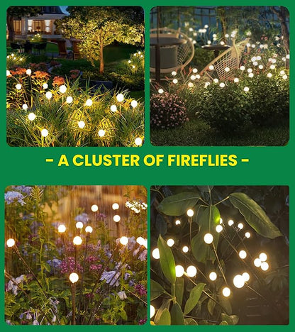 Garden Firefly Lights Solar ,2 Pack 6 LEDs Solar Powered Swaying Outdoor Lights Waterproof,Landscape Yard Patio Pathway Garden Decor,Warm White