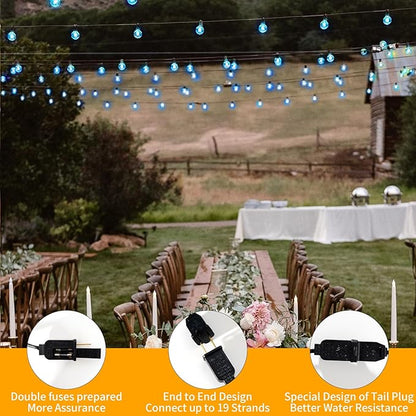 40FT LED Outdoor String Lights Waterproof, G40 LED Globe Outdoor Lighting for Patio with 27 Edison Vintage Shatterproof Bulbs, Connectable Backyard Lights for Garden, Bistro, Porch, Cafe
