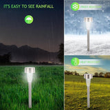 12pcs Stainless Steel Solar Pathway Lights Outdoor Solar Stake Lights for Garden Walkway Bright White LED Easy | Lumora