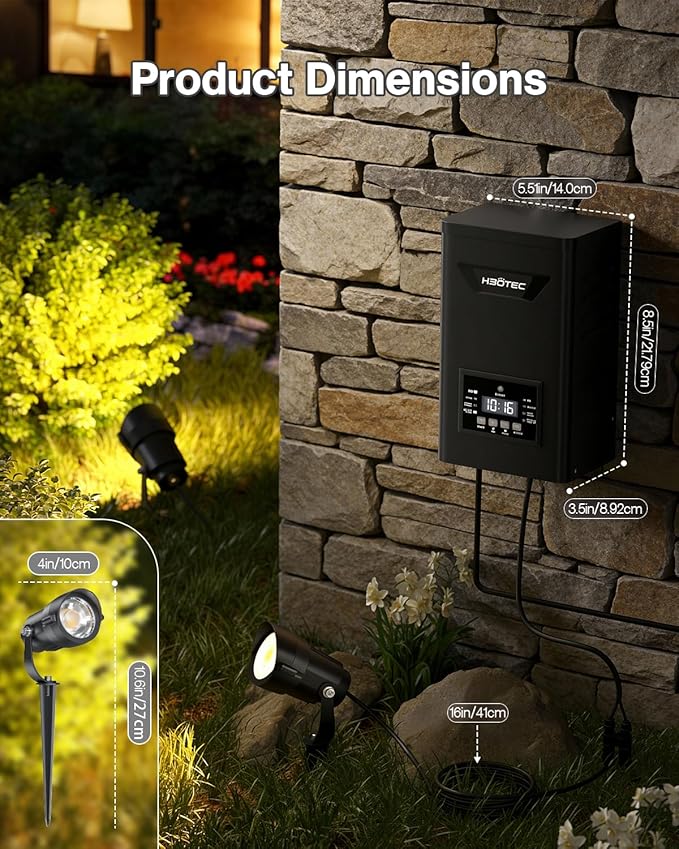 HIBOITEC 12W Low Voltage Landscape Lighting with 400W Transformer Photocell Sensor and Timer Connectors Spotlights | Lumora