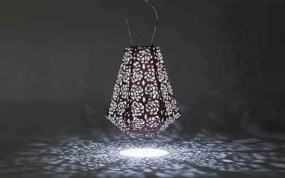 Allsop Soji Stella Prism Solar Lantern, 11" LED Outdoor Light, Handmade with Weather-Resistant UV Treated Fabric, Stainless Steel Hardware, Auto Sensor on/Off, for Patio, Deck, Garden